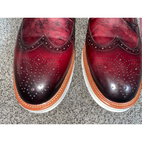 TAFT 365 Model 103 wingtip oxford shoes in a midnight bordeaux patina finish 10 main image 7